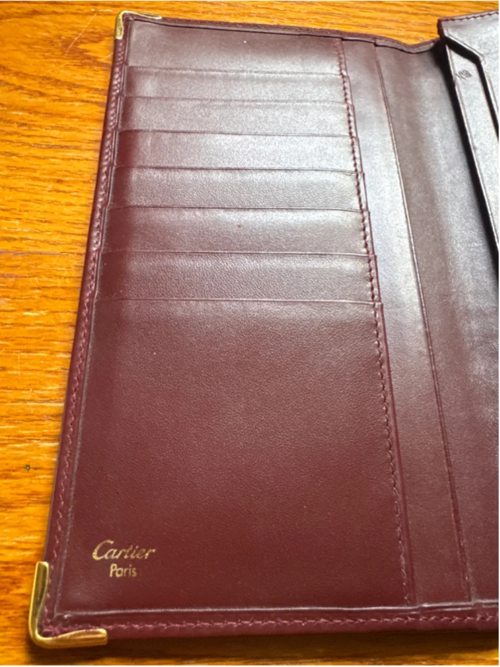 Cartier Burgundy Leather Long Wallet, One Size